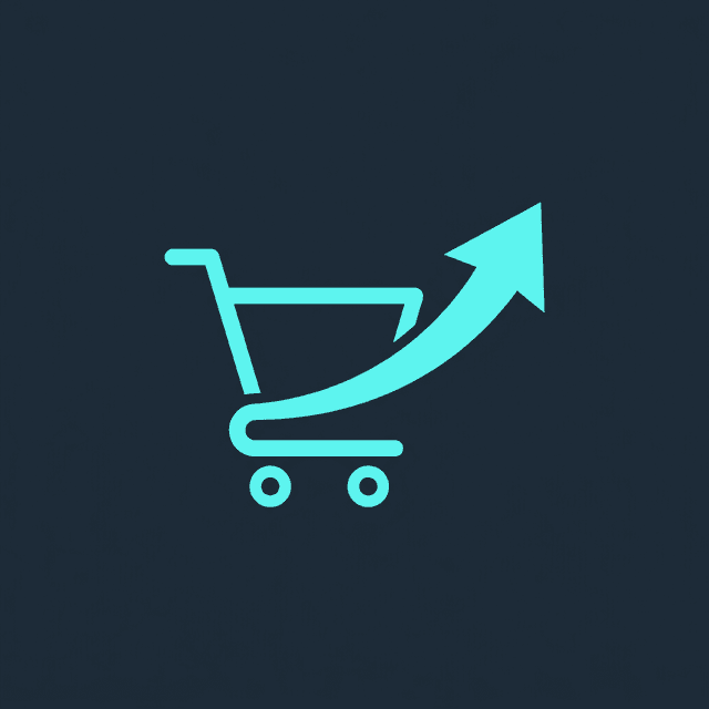 Shopping cart icon with an upward arrow